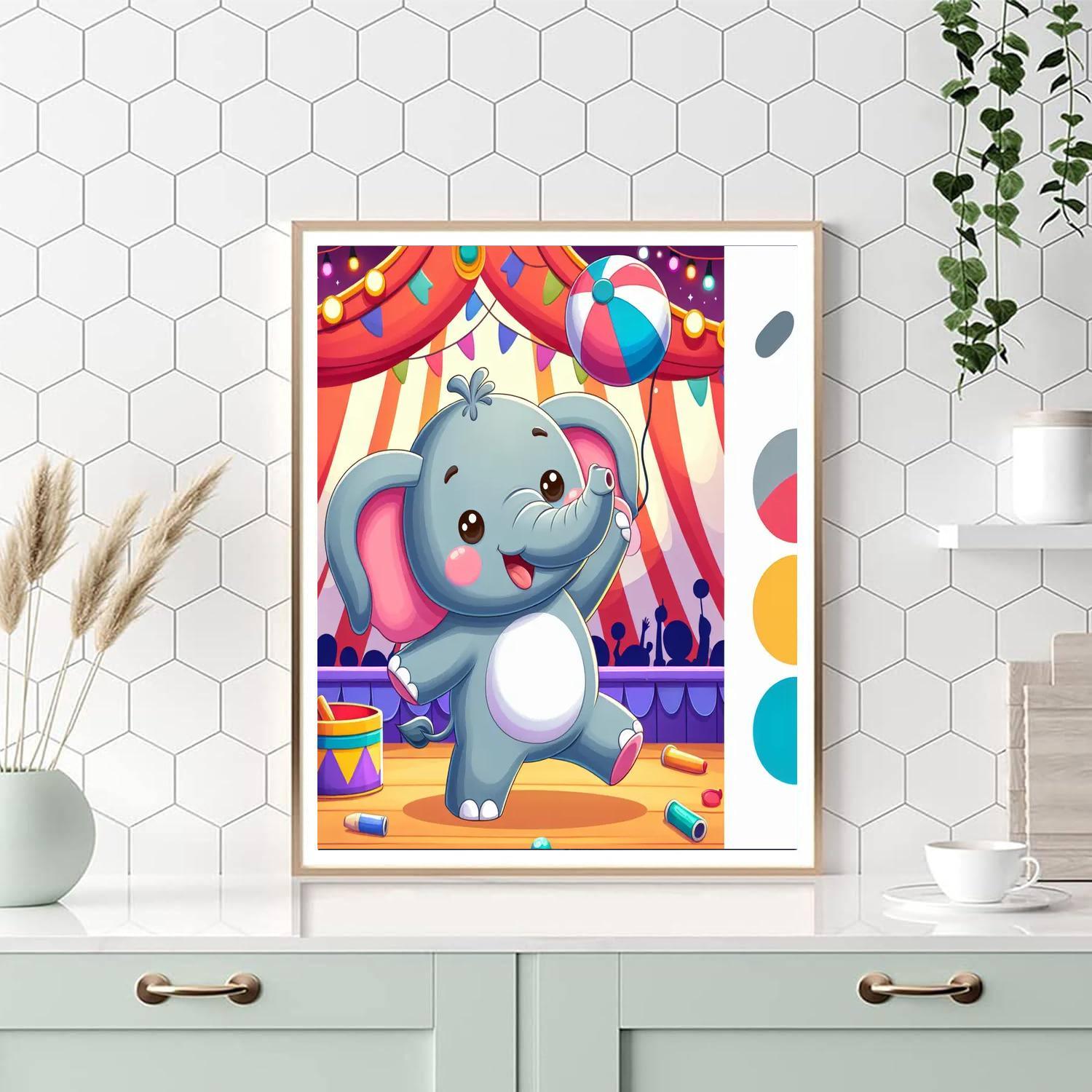 Circus Elephant Escapade Numbered Painting Kits