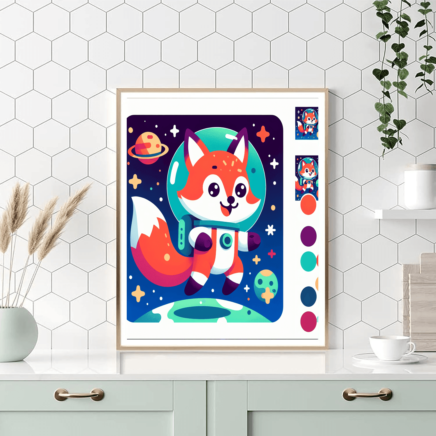 Space Explorer Fox Number Painting