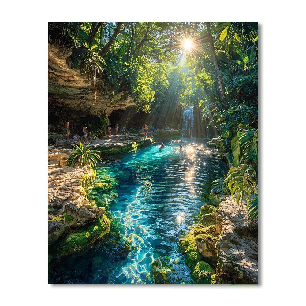 Riviera Maya Cenotes Painting Number Kit