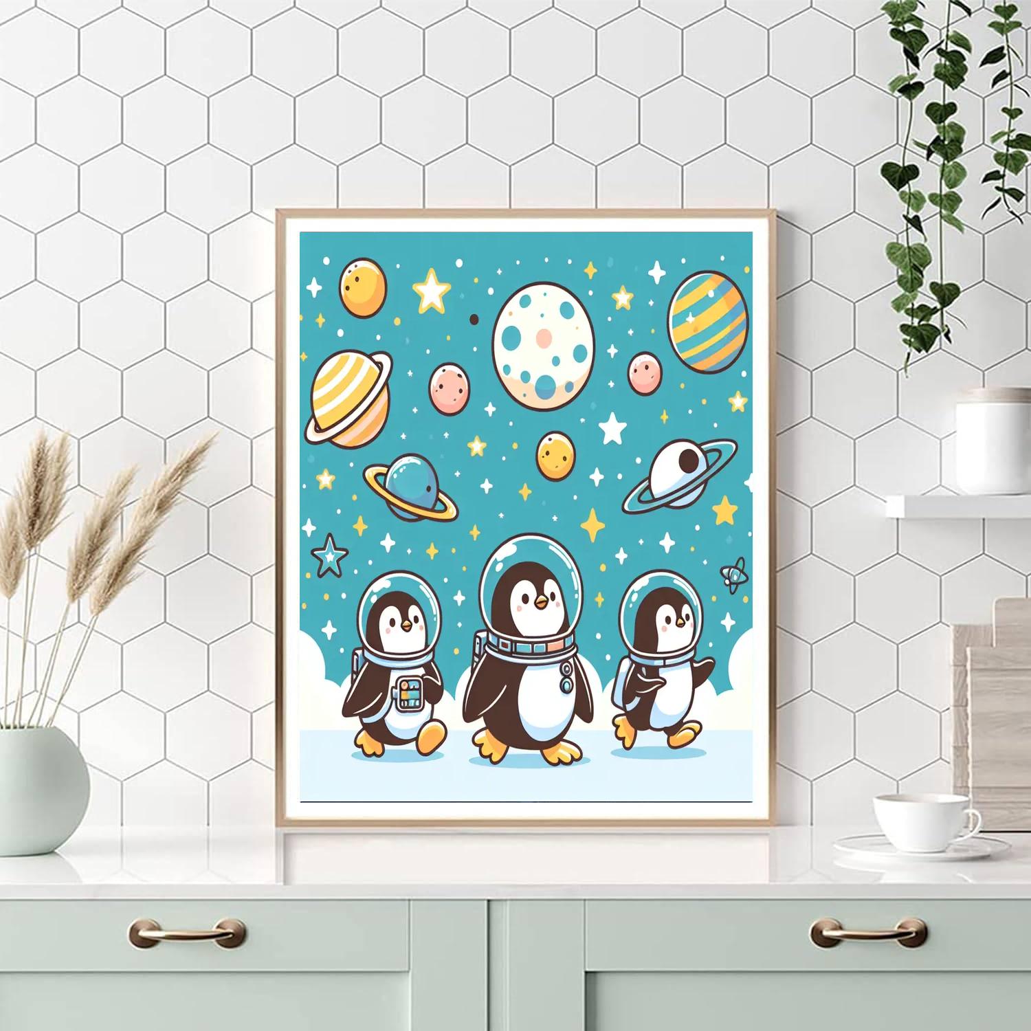 Space Penguin Exploration Paint By Numbers