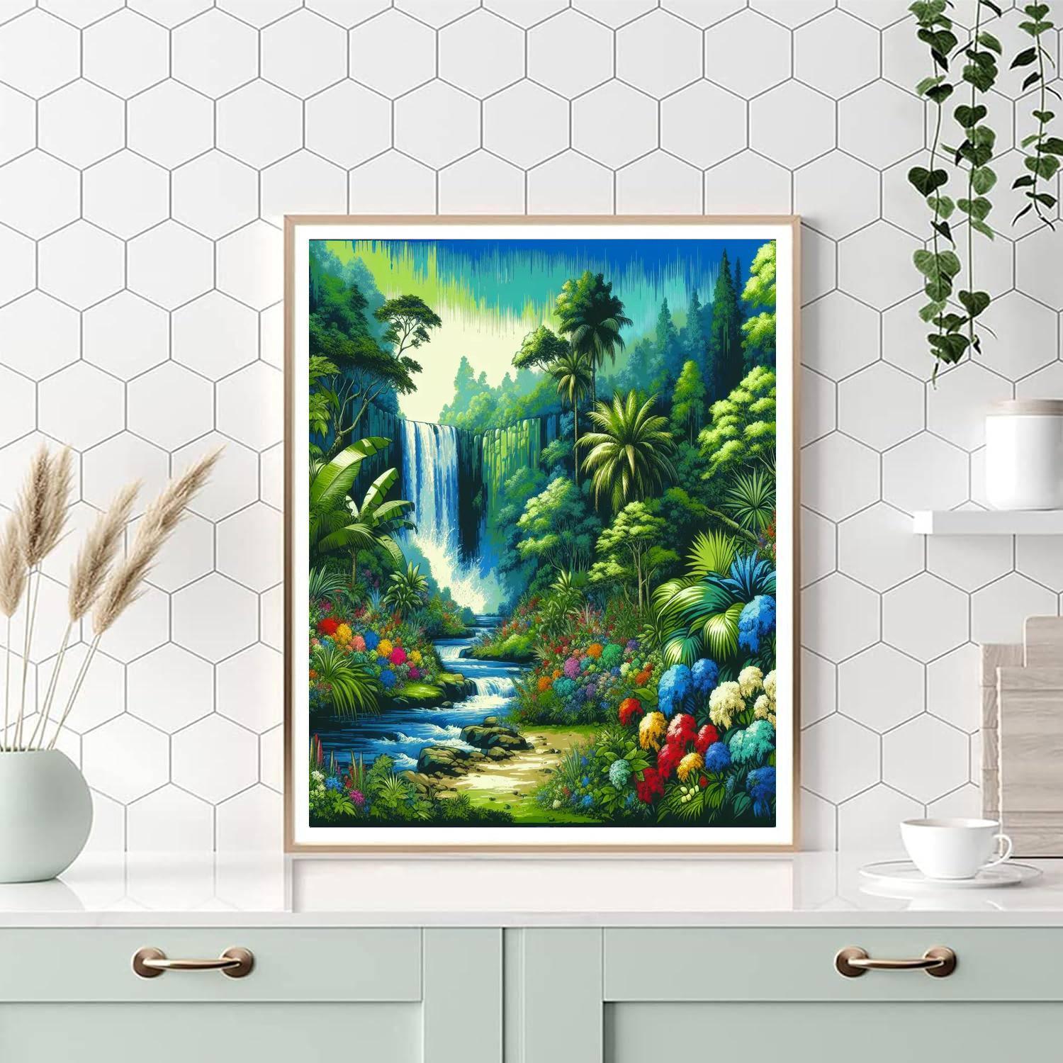 Jungle Waterfall Magic DIY Paint By Numbers