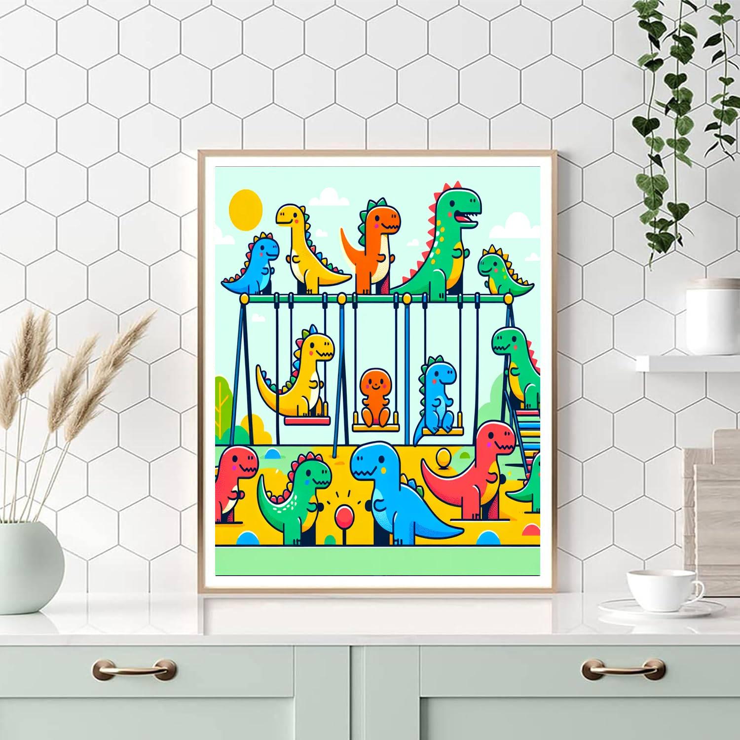 Fun Dinosaur Playground Paint By Number