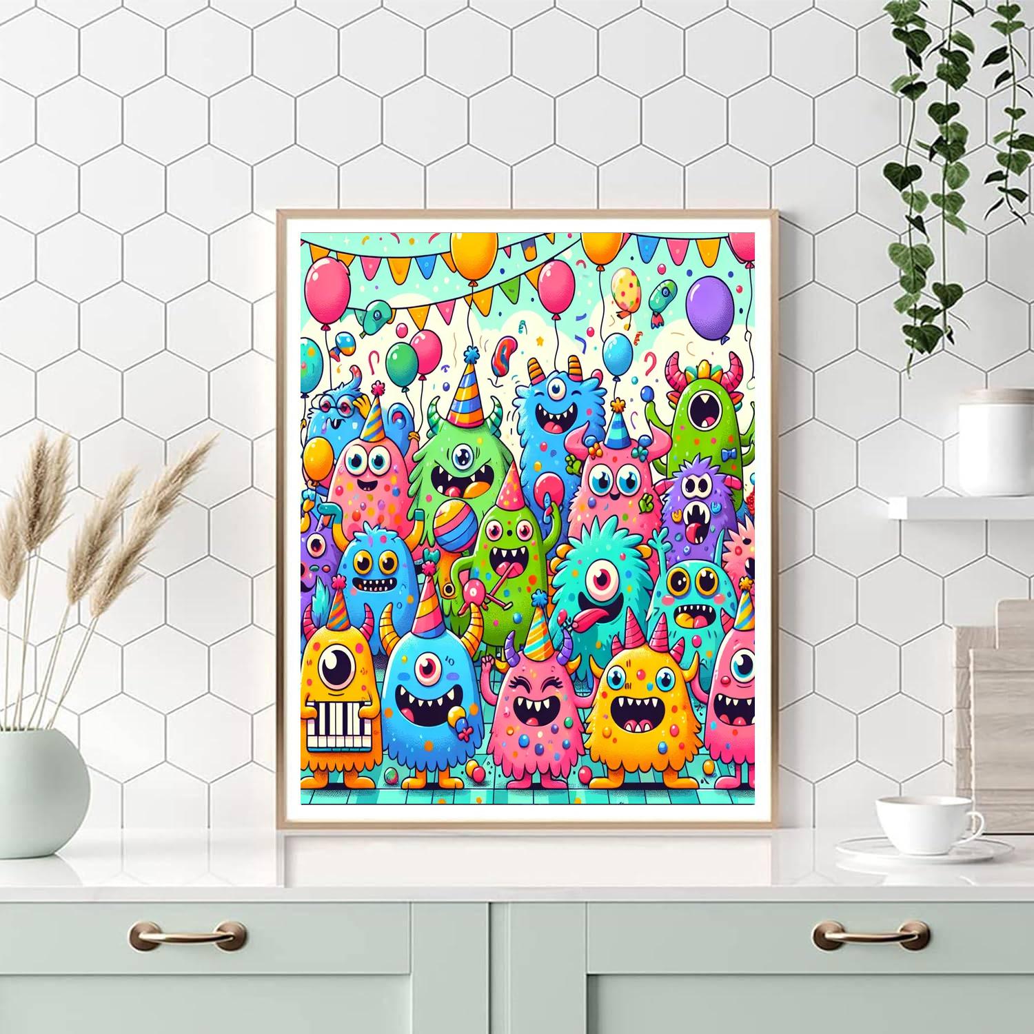 The Playful Monster Party DIY Paint By Numbers