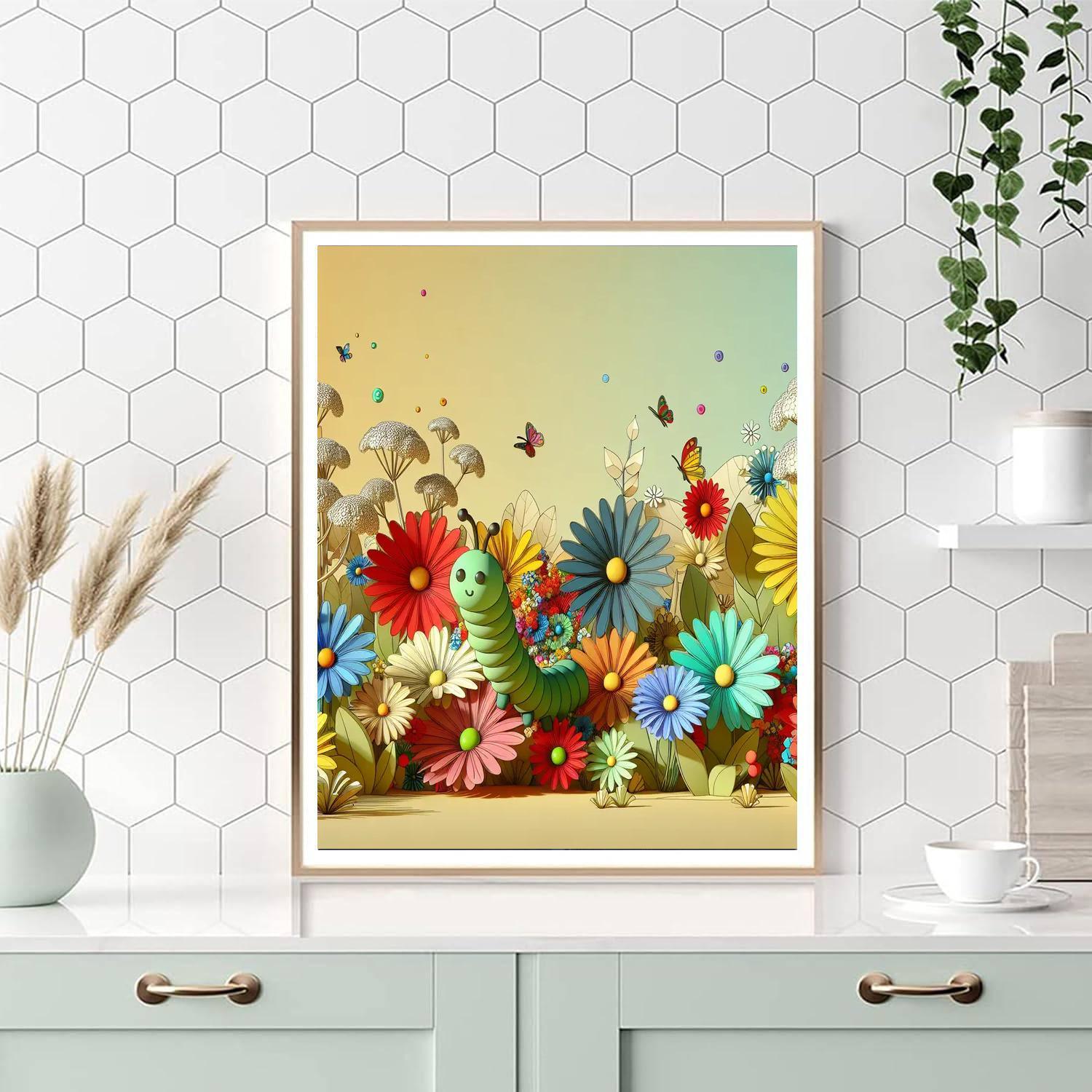 Cheerful Caterpillar's Garden Crawl Painting Number Kit