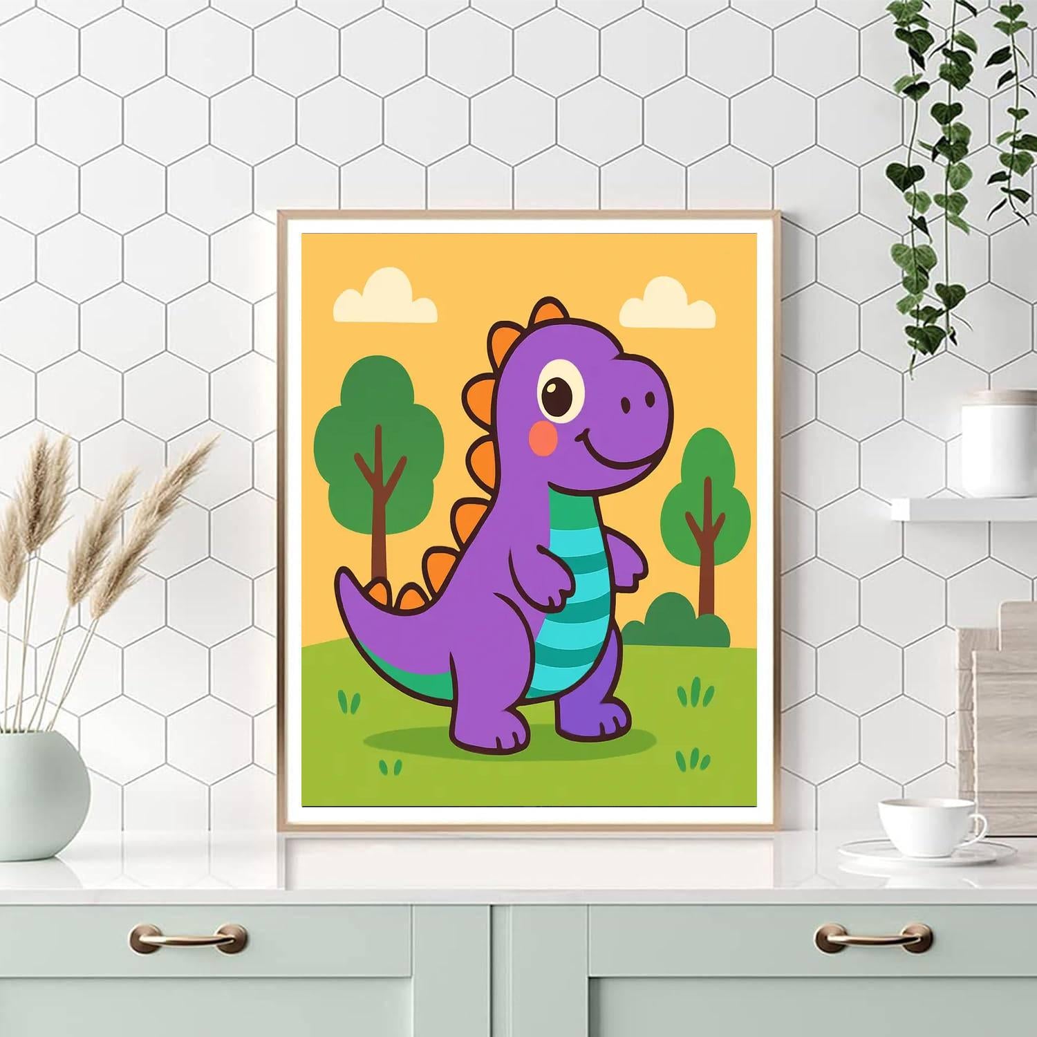 Colorful Dinosaur Numbered Painting Kits