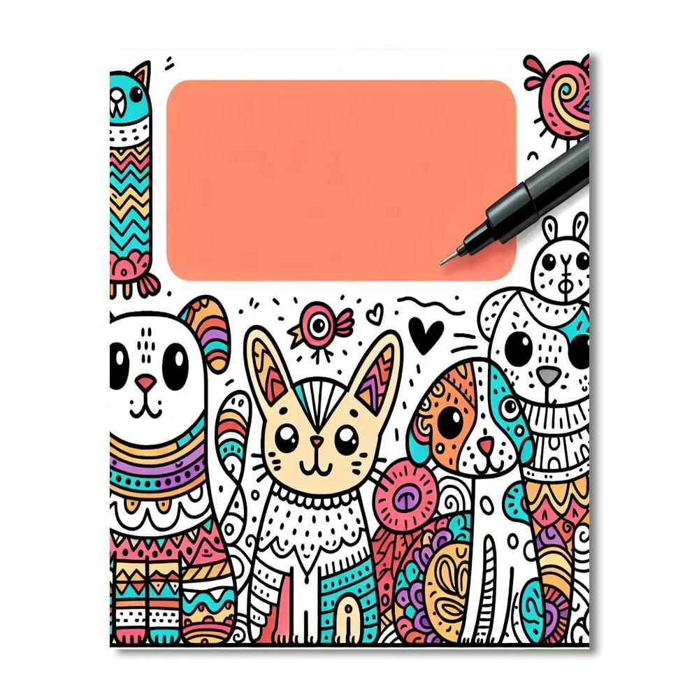 Doodle Animals Painting Number Kit