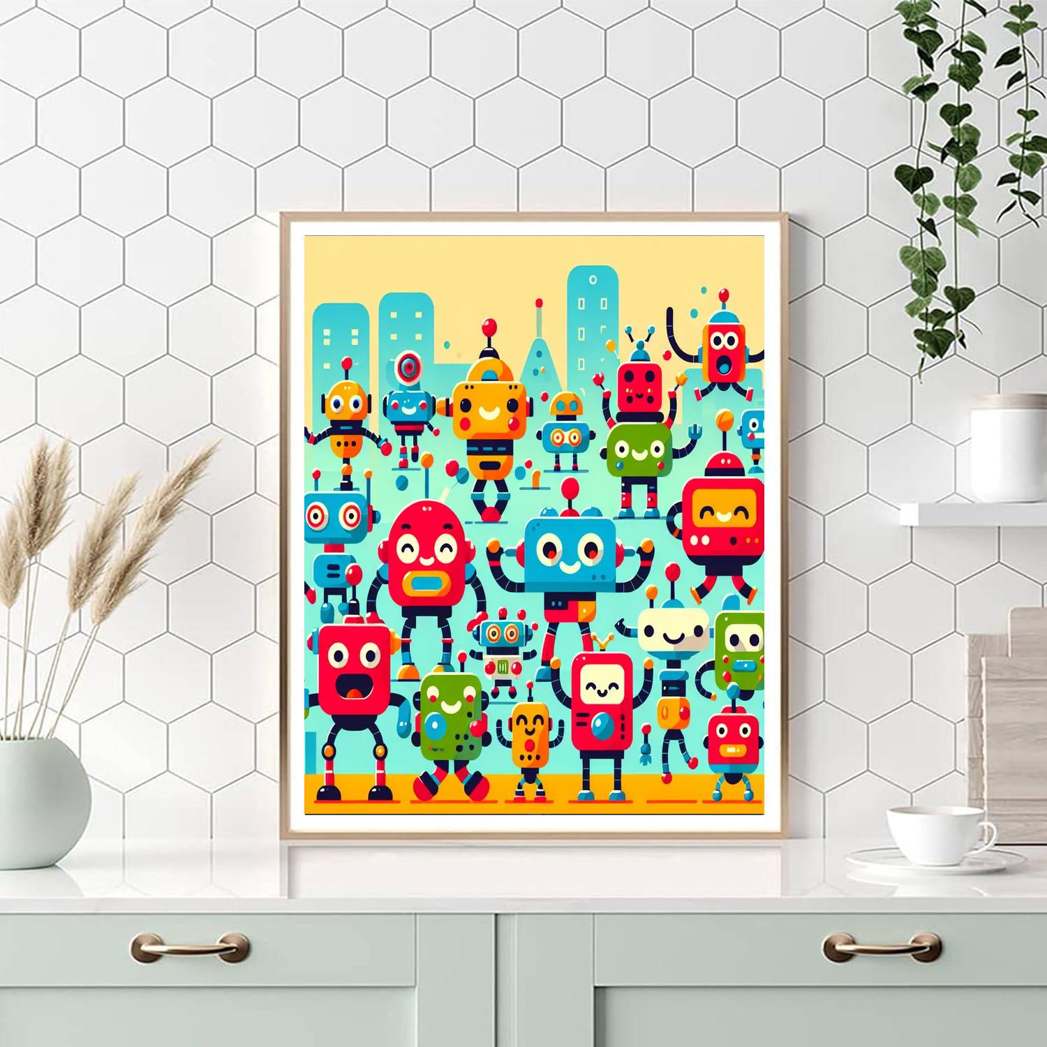 Jolly Robots Painting Number Kit