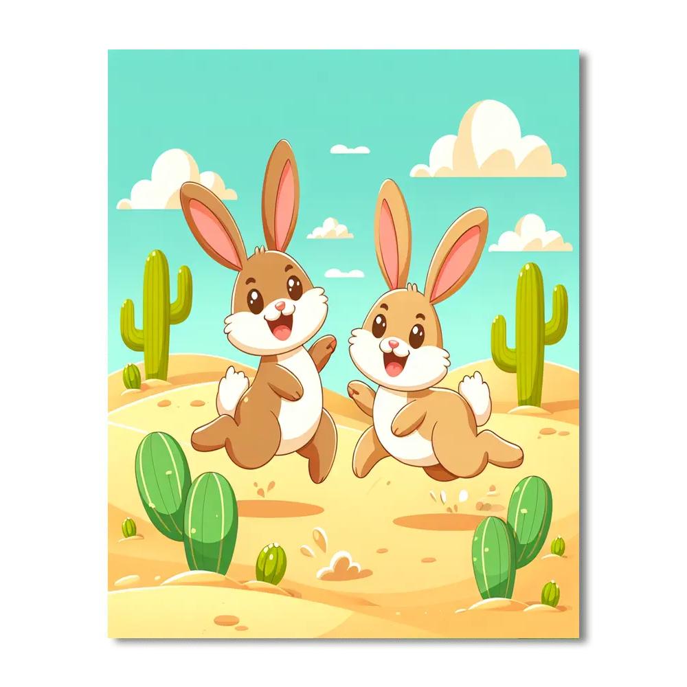 Jubilant Jackrabbits Paint By Numbers Art