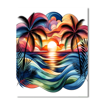 Glistening Ocean Sunset Paint By Color