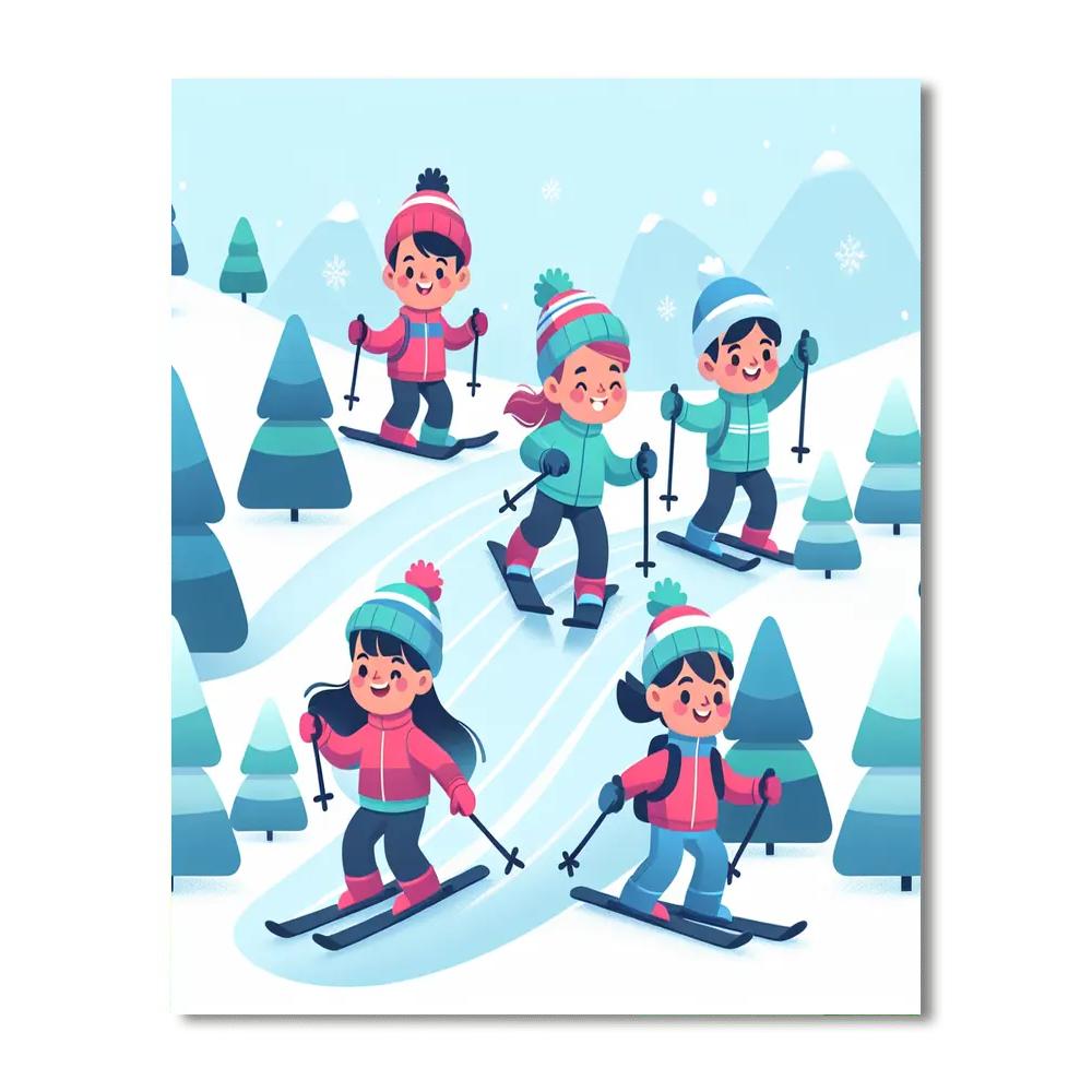 Ski Adventure Fun Numbered Painting Kits