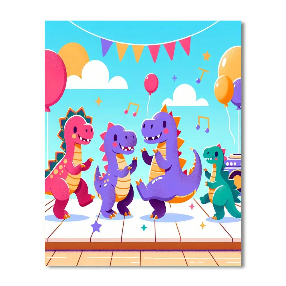 Dynamic Dino Dance Party Painting By Numbers Kit