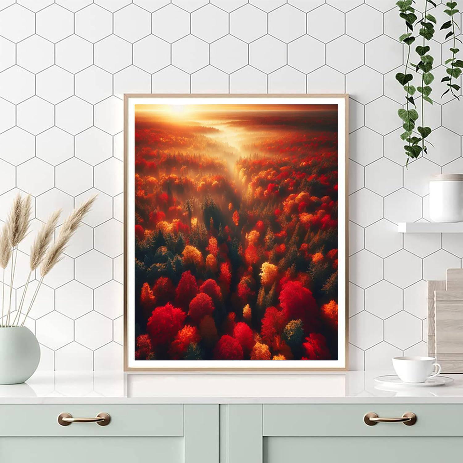 Aerial View Of Autumn Numbered Painting Kits