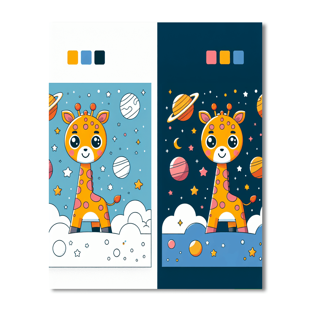 Space-exploring Giraffe Number Painting
