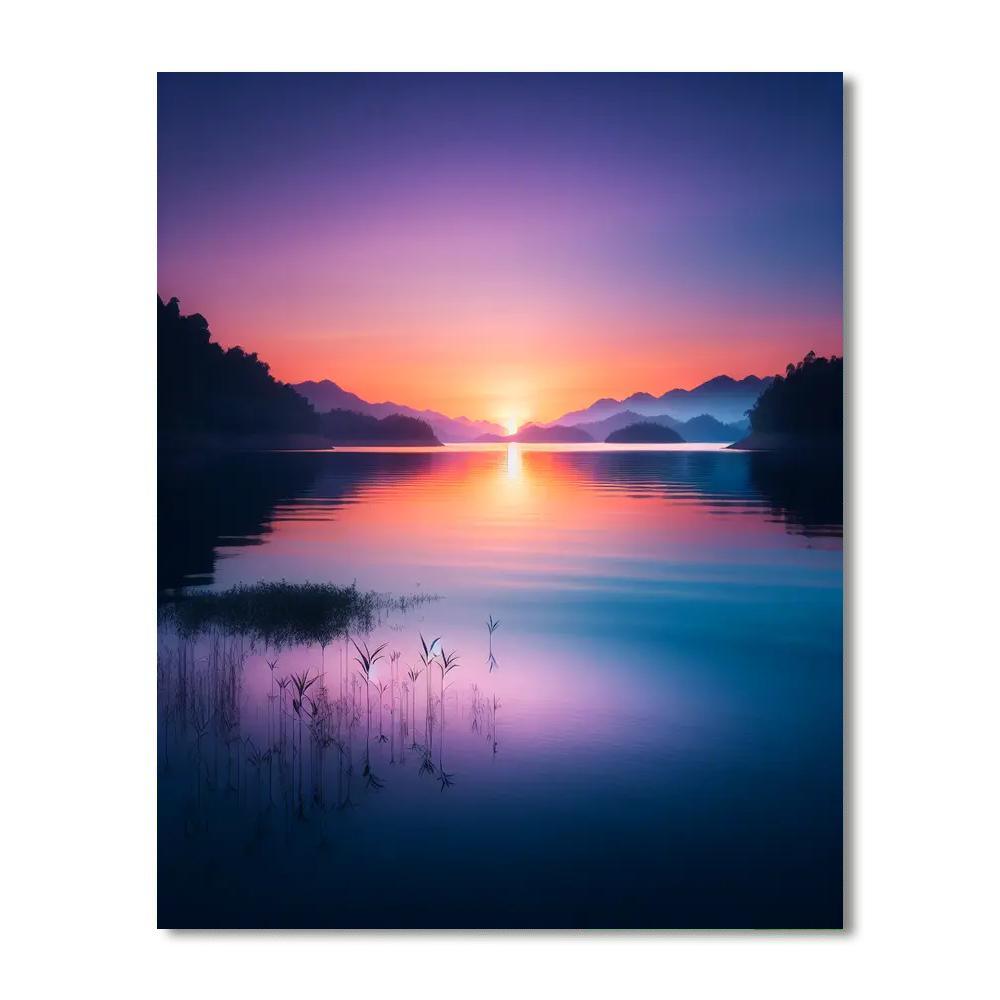 Peaceful Lakeside Dusk Paint By Numbers Art