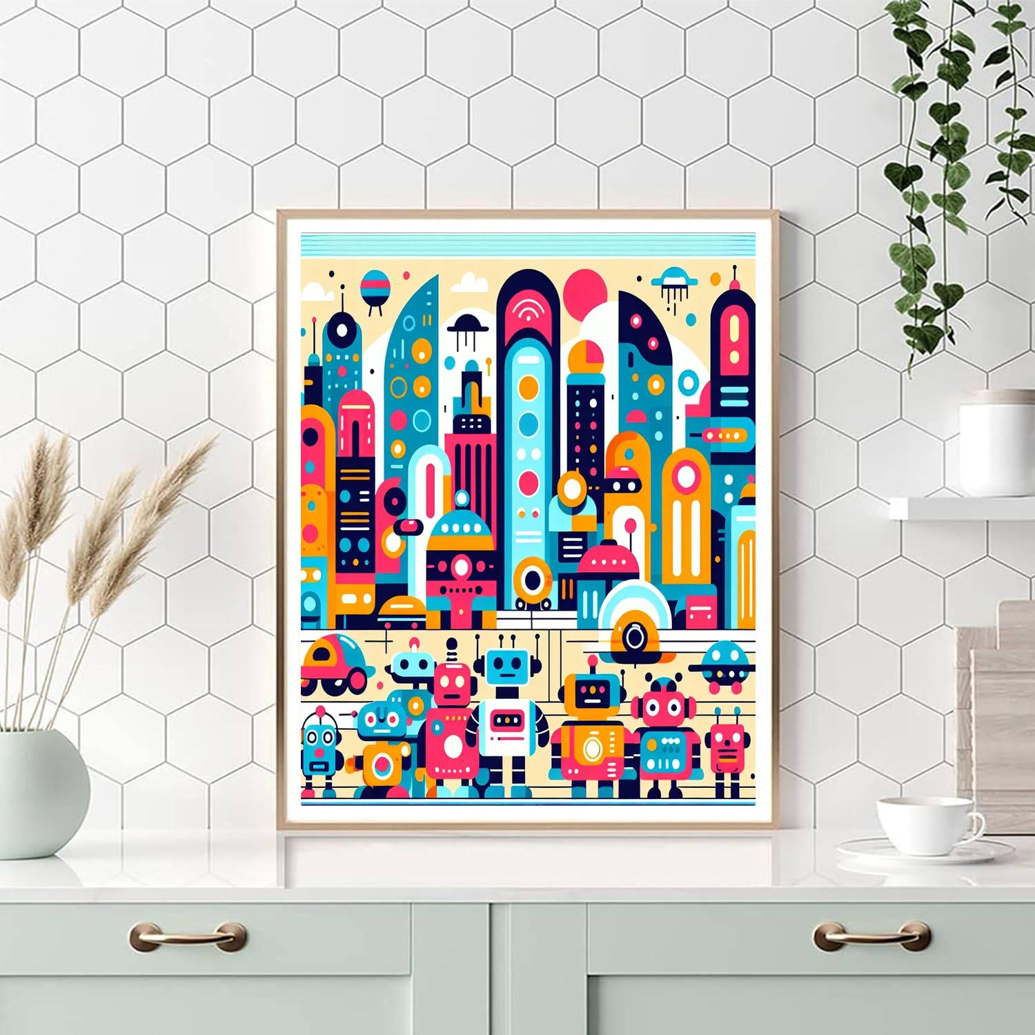 Robotic Future World Painting By Numbers Kit