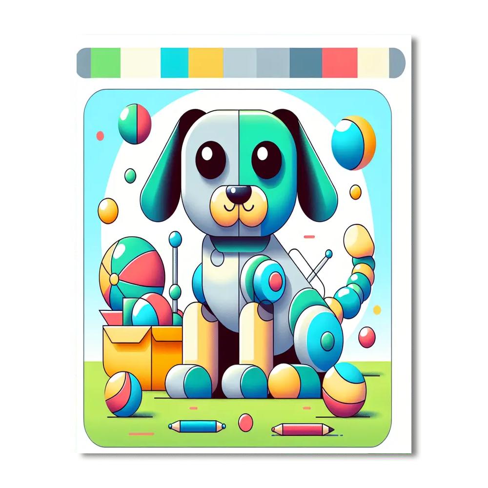 Fun Robot Dog Paint By Numbers