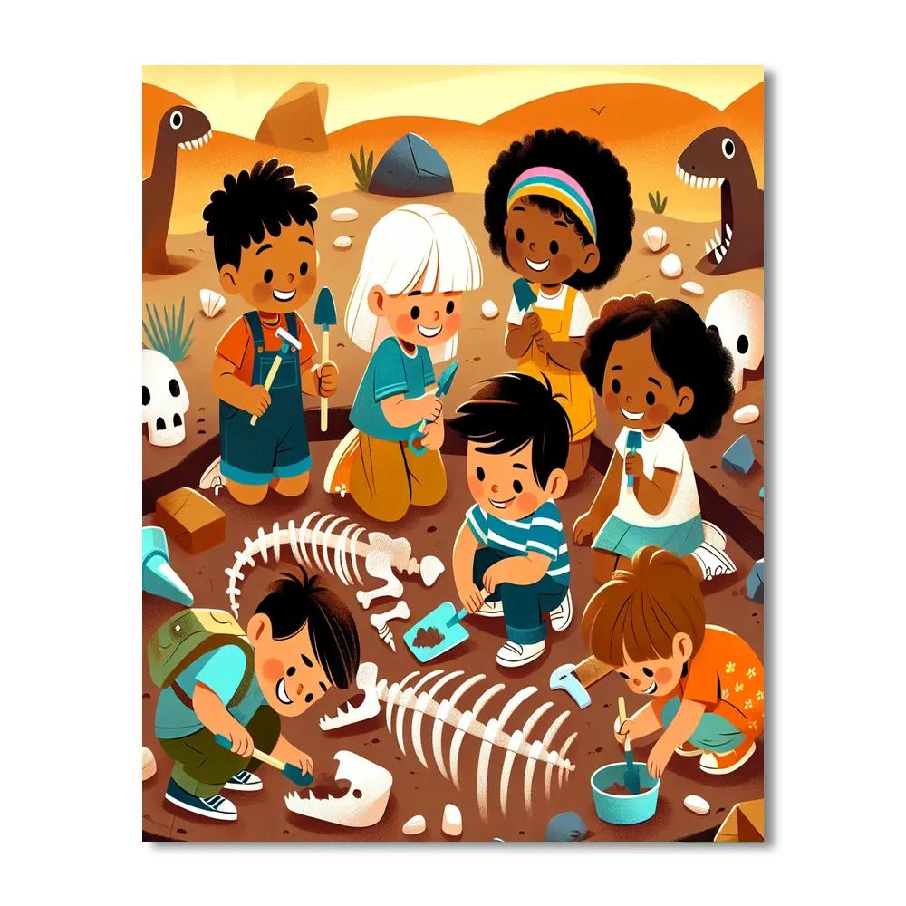 Ancient Fossil Dig Numbered Painting Kits