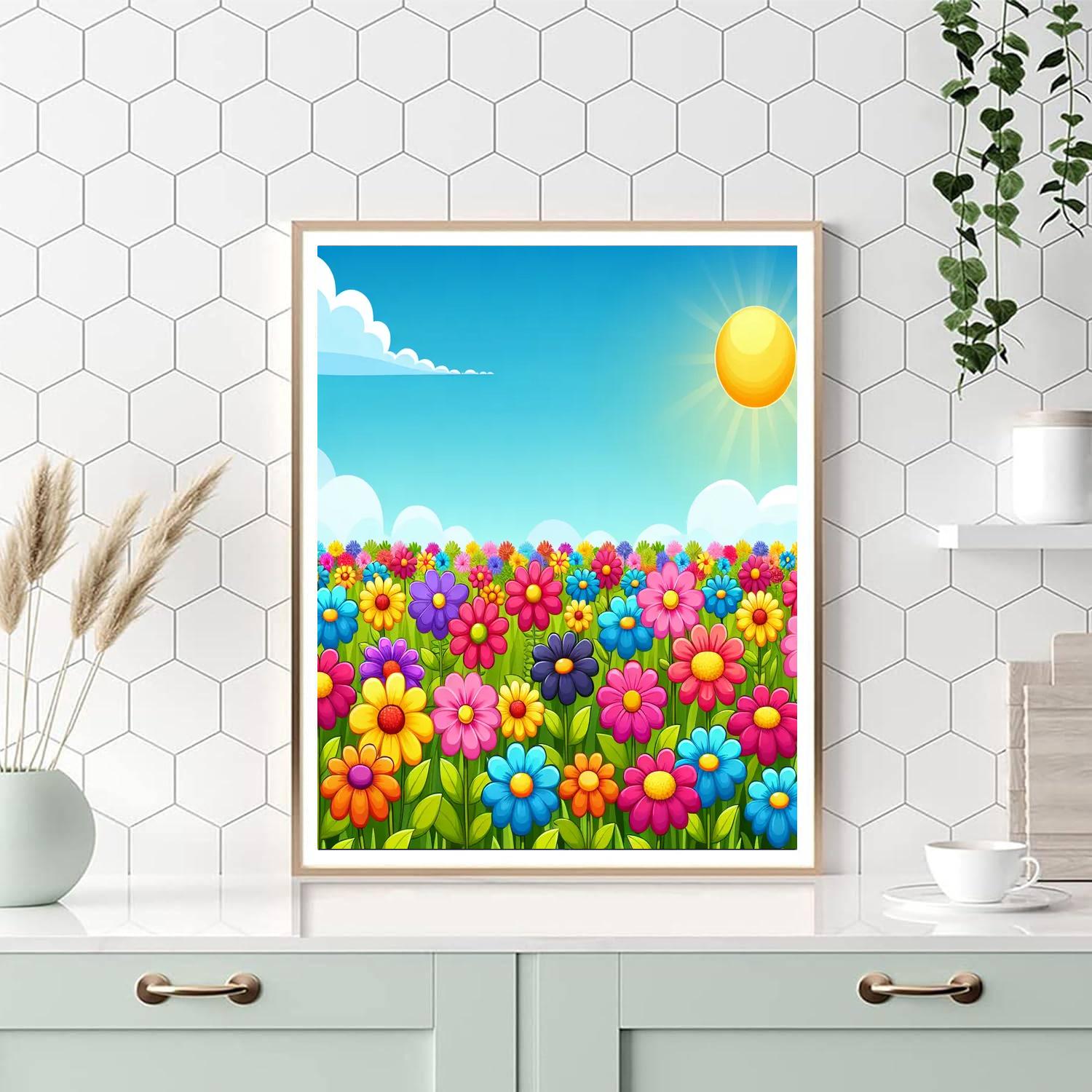 Lovely Flower Field Paint By Numbers Art
