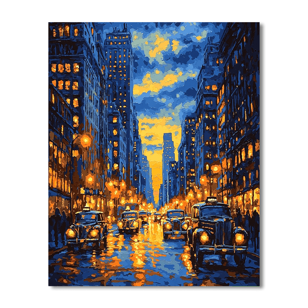 Edward Hopper Inspired Dramatic City Lights At Dusk  Paint By Numbers