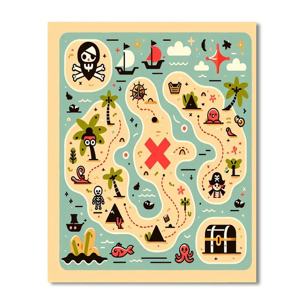 Adventurous Pirate Treasure Map Paint By Number