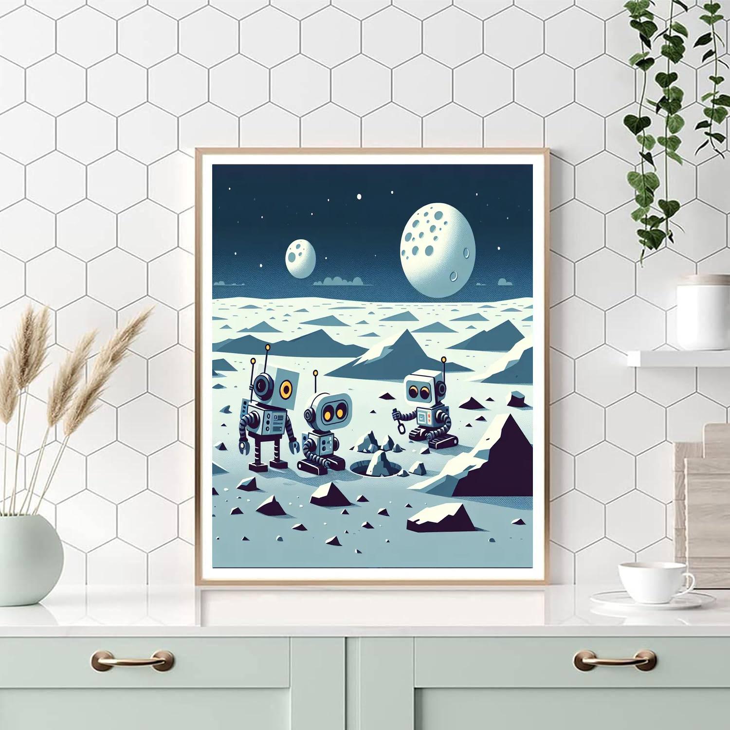 Lunar Robot Explorers Number Painting
