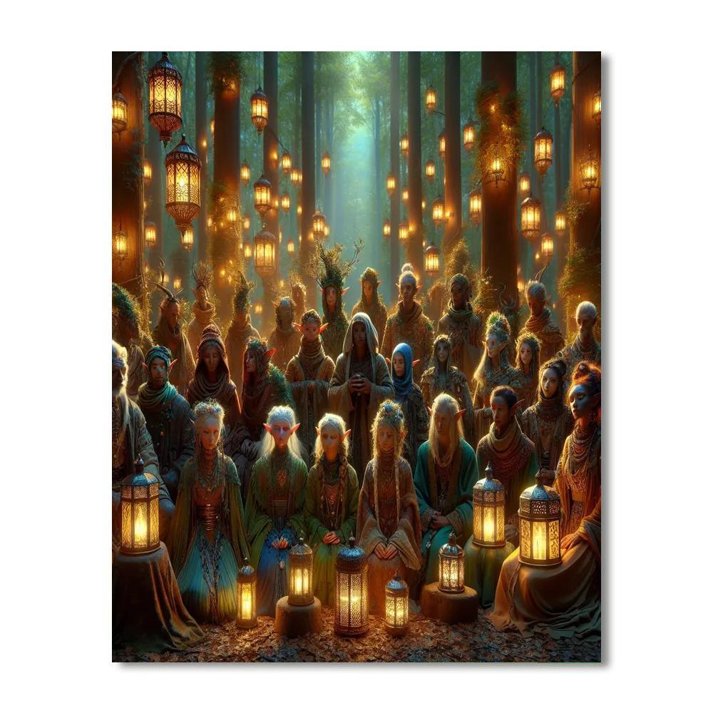 Forest Elf Gathering Paint By Numbers Art