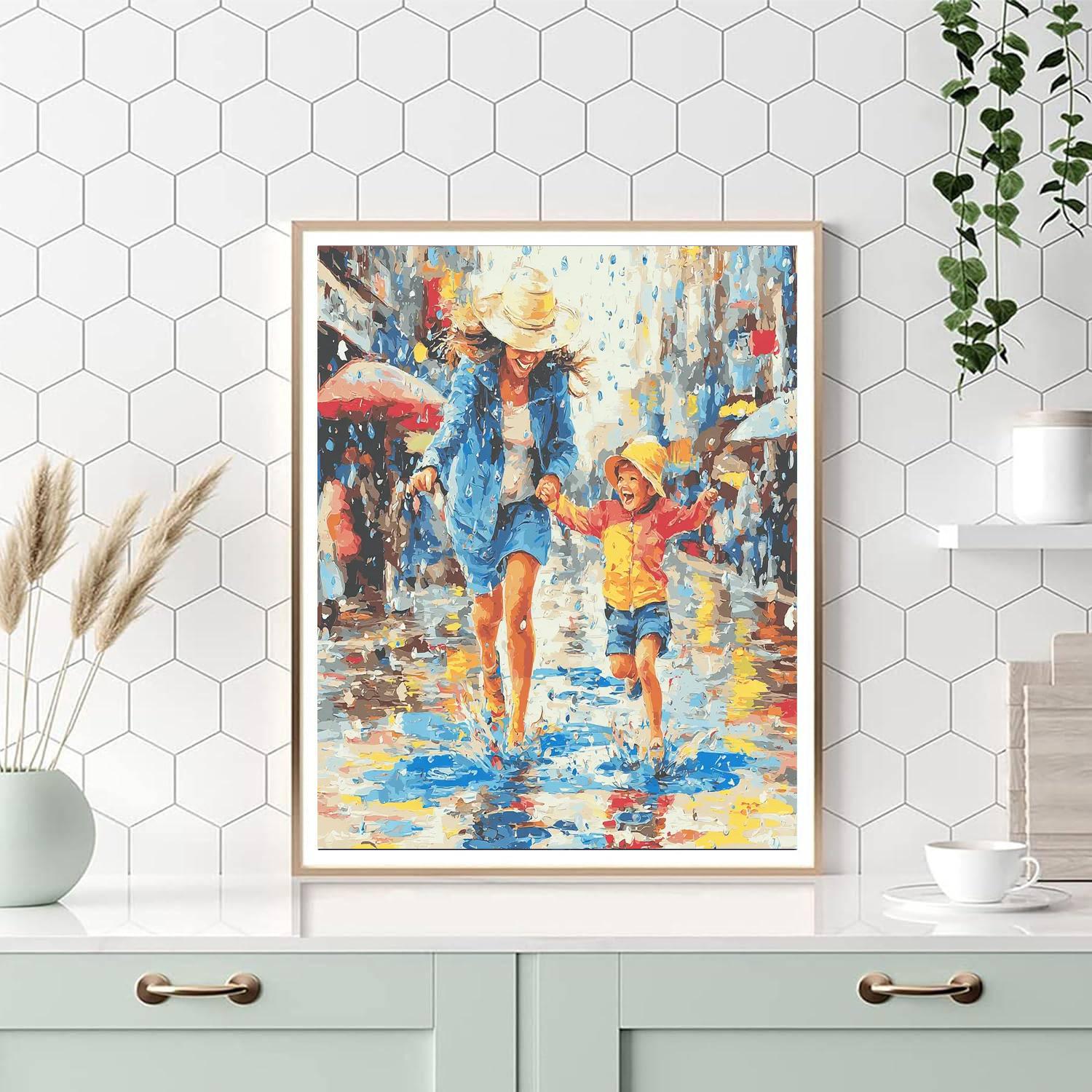 Dancing In The Rain With Mom Number Painting