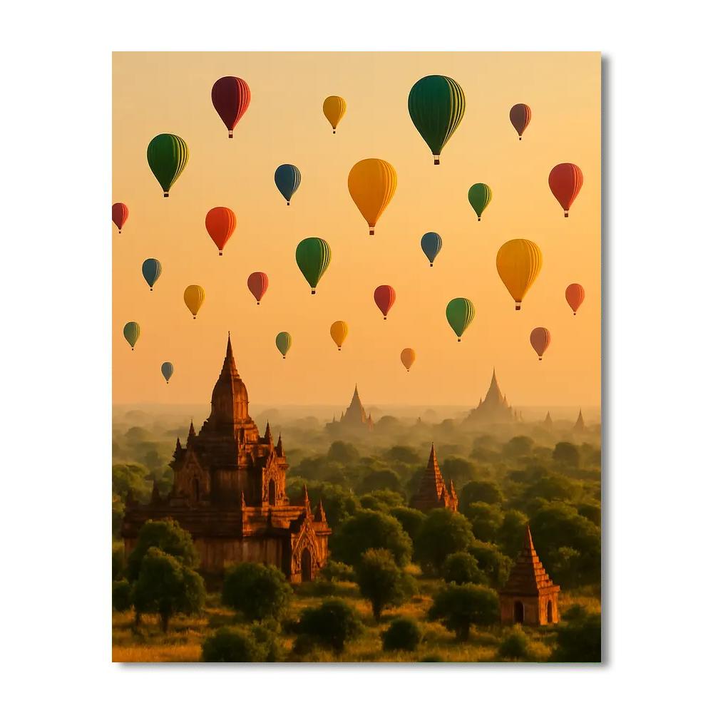 Ballooning Around Bagan - Myanmar Painting Number Kit