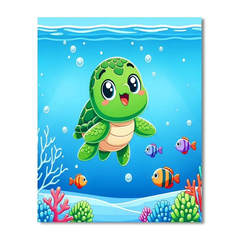 Adorable Baby Turtle Paint By Numbers Art