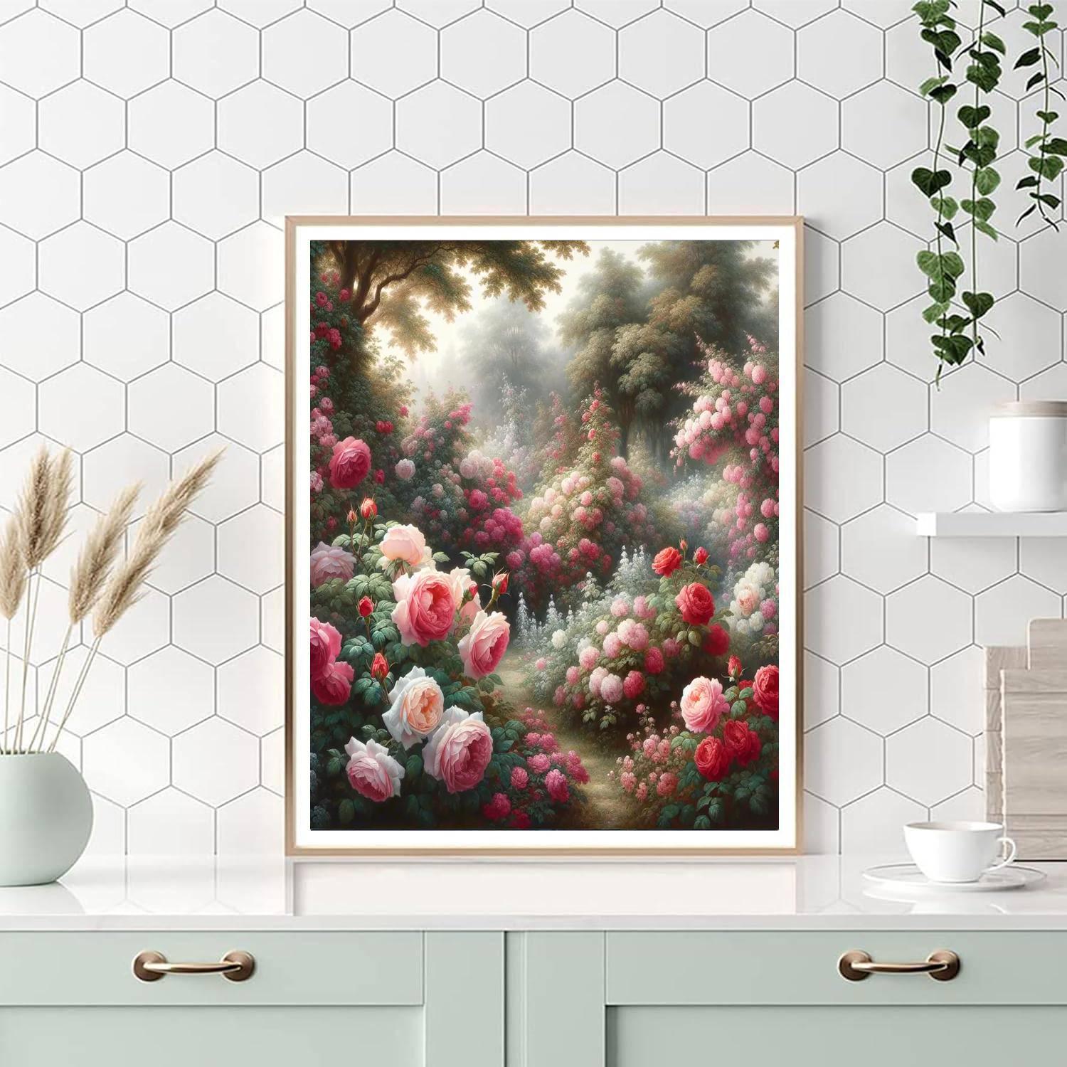 Romantic Rose Garden Paint By Numbers Art