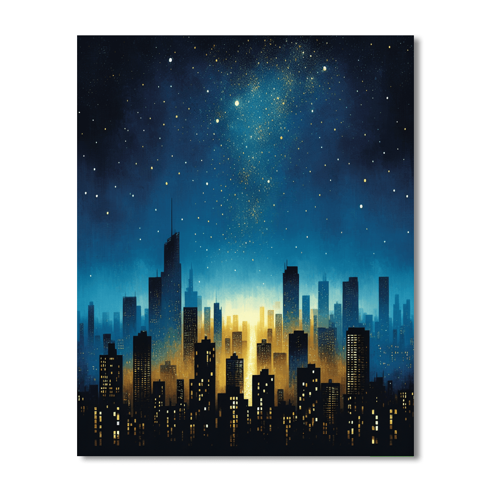 Starry Night Skyline Number Painting