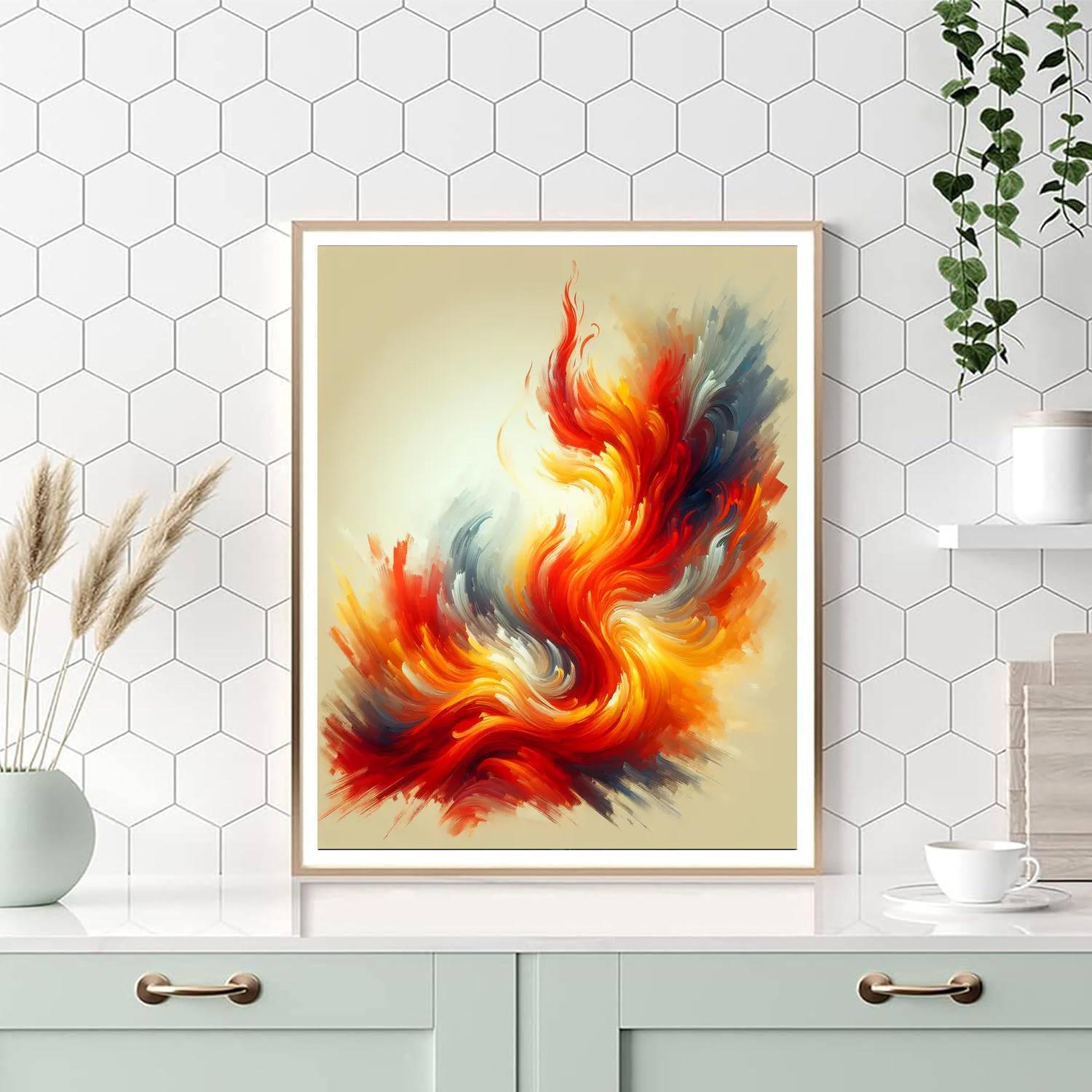 Dancing Flames Abstract Number Painting