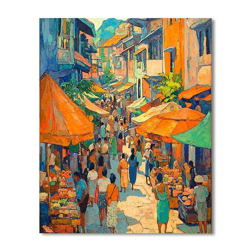 Paul Gauguin Inspired Lively Street Markets  Numbered Painting Kits