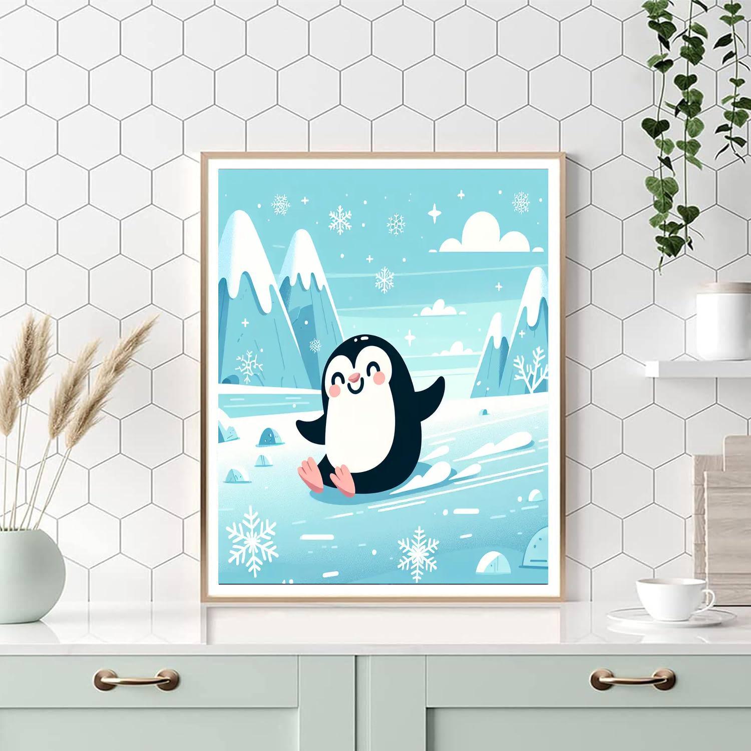 Peppy Penguin's Icy Escapade Paint By Number