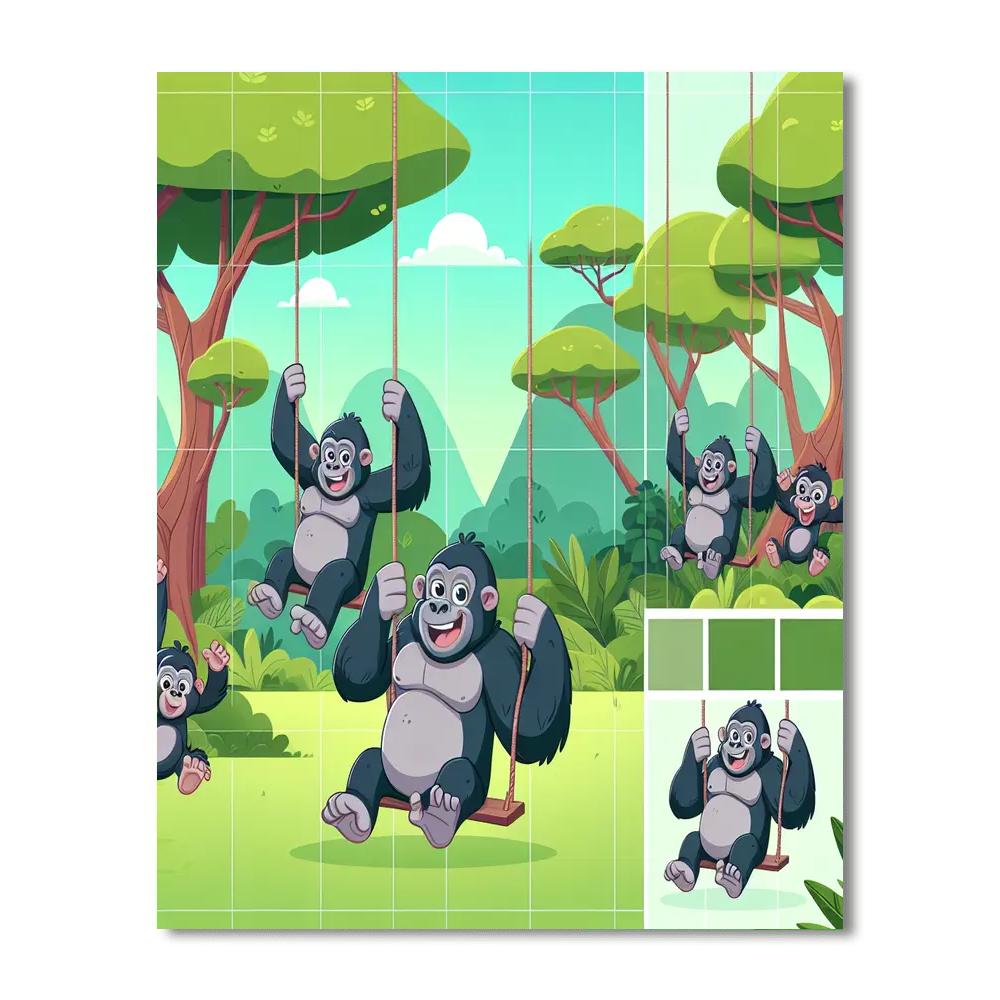 Giggly Gorilla Grove Number Painting