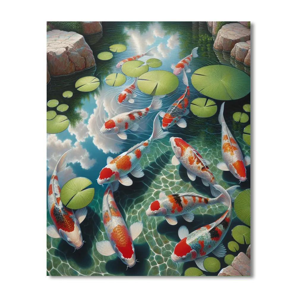 Koi Pond's Tranquil Beauty Painting By Numbers Kit