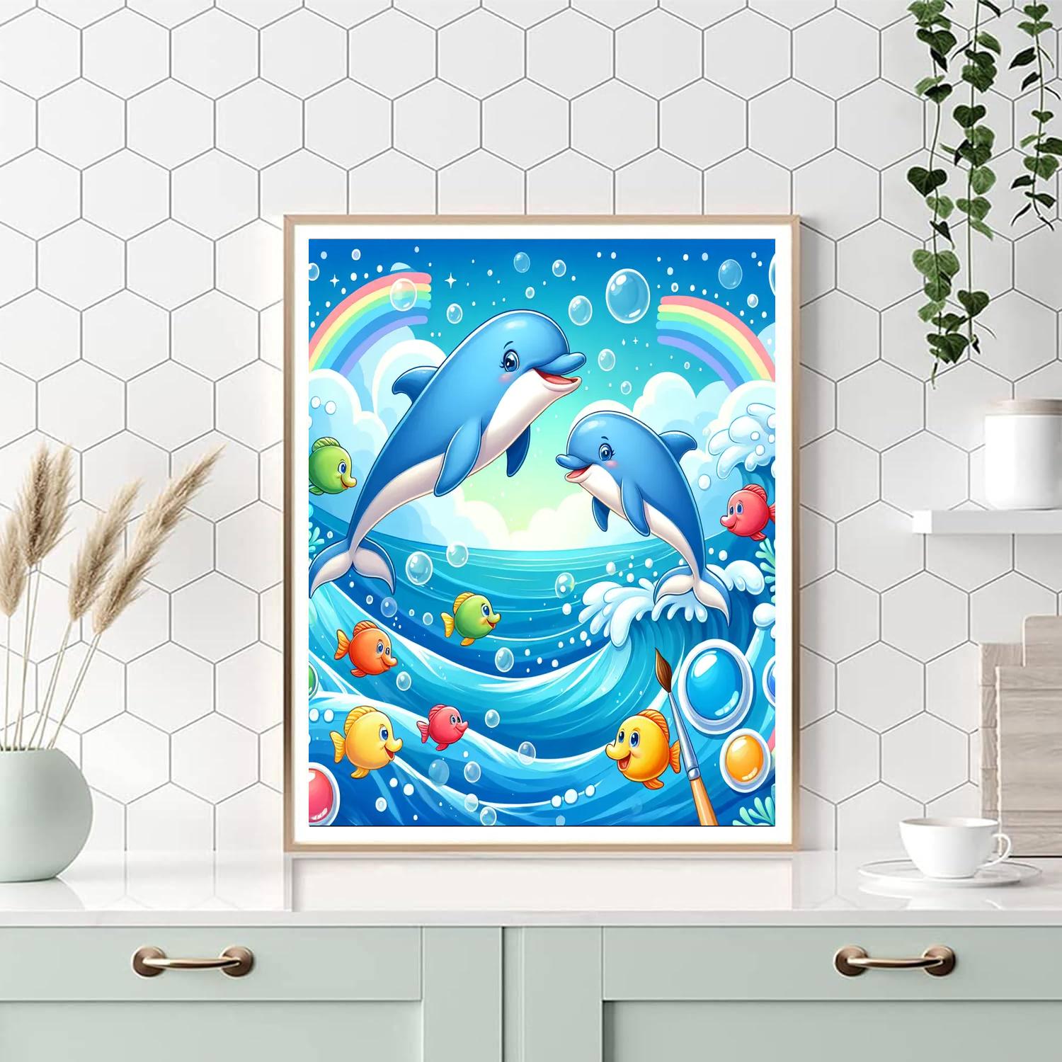 Oceanic Dolphin Dance Paint By Numbers