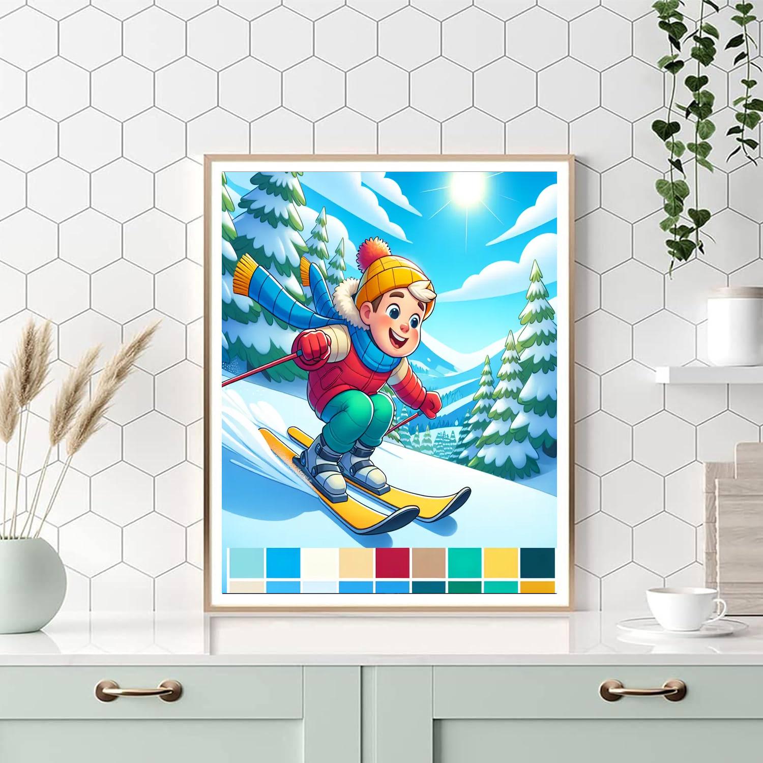 Winter Ski Adventure Paint By Numbers Art