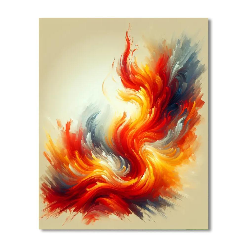 Dancing Flames Abstract Number Painting