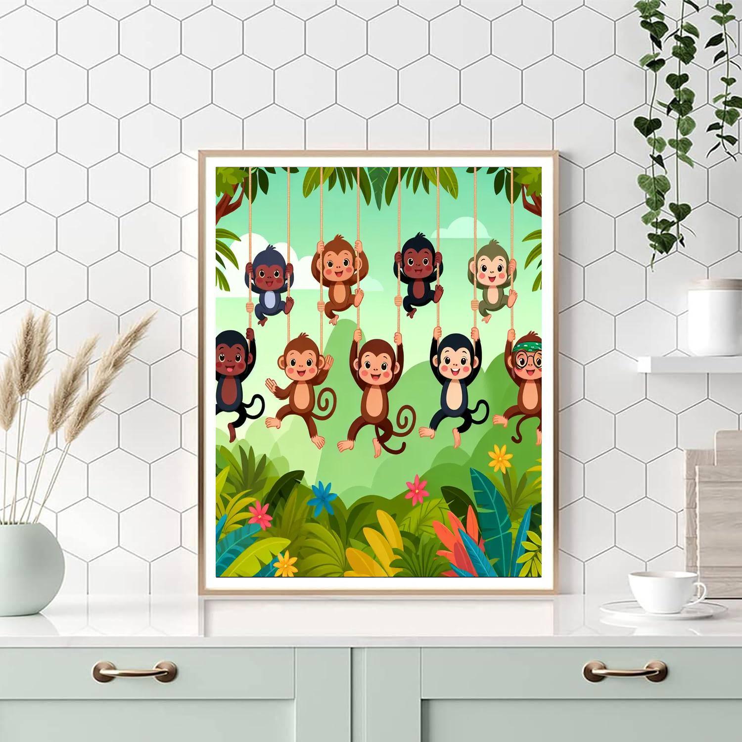 Funky Monkey Jungle Paint By Numbers