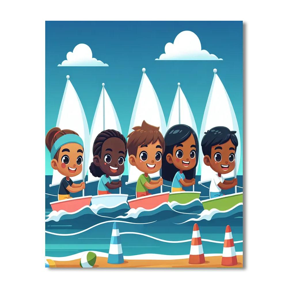 Seaside Sailing Race Paint By Numbers