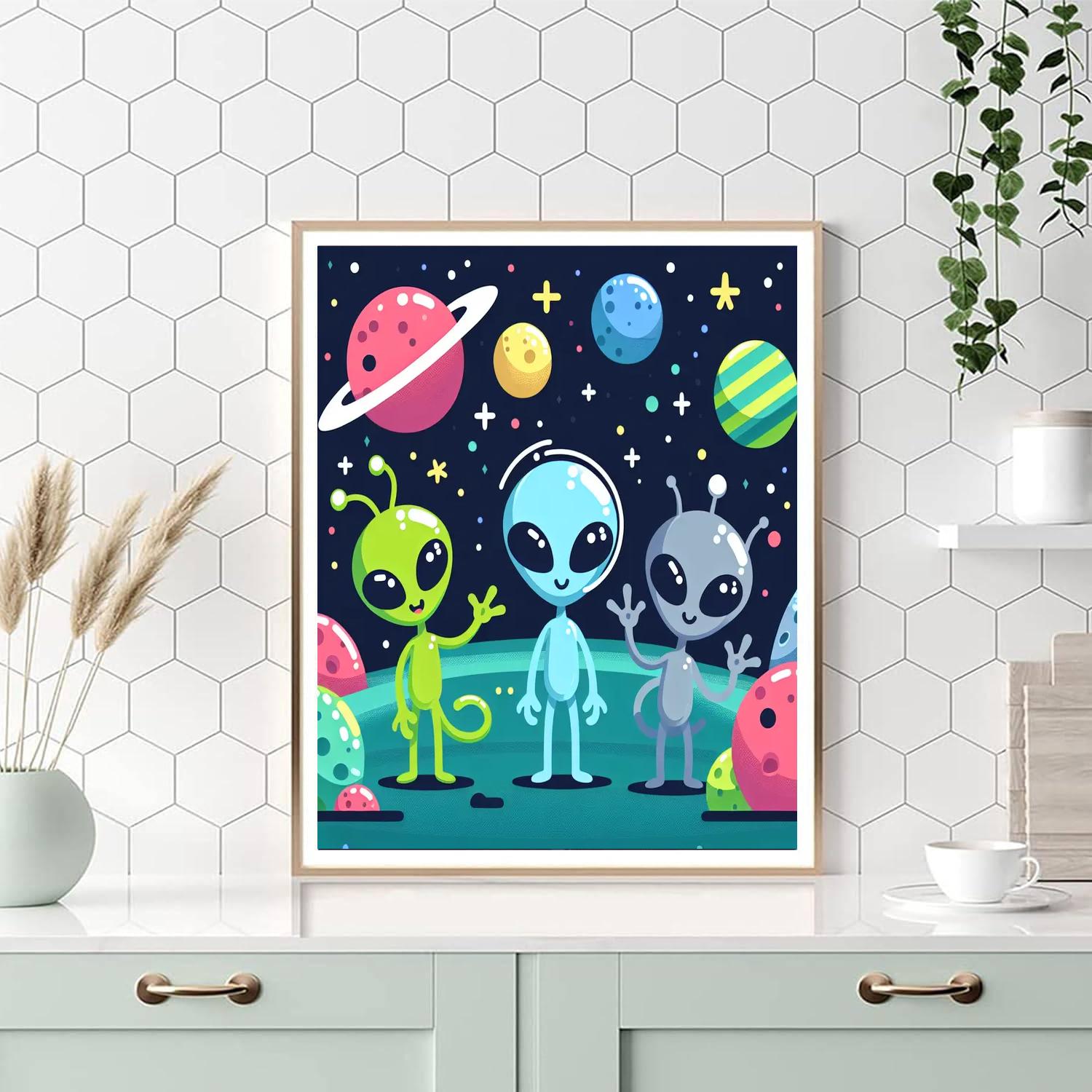 Galactic Voyage With Aliens Painting By Numbers Kit