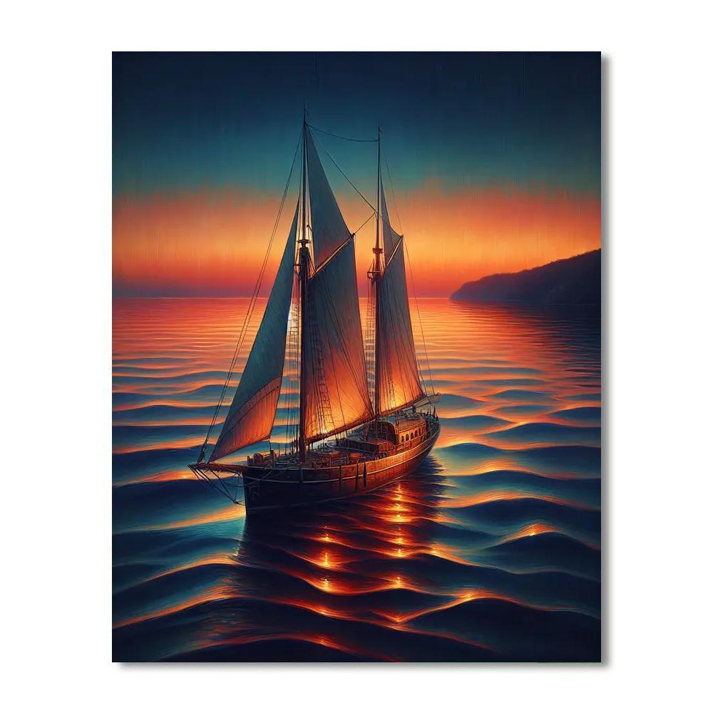 Vintage Sailboat Serenity Number Painting