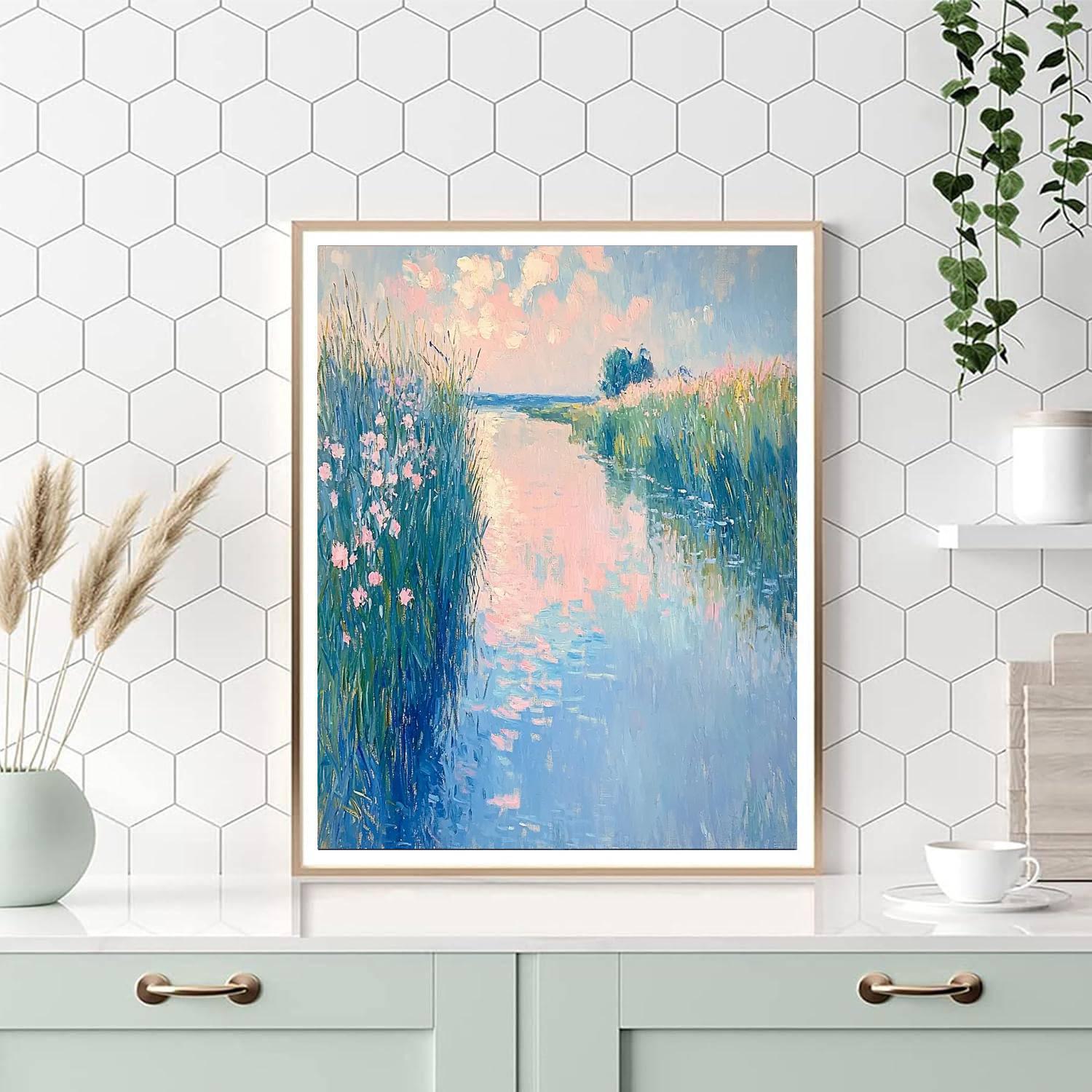 Berthe Morisot Inspired Serene Pastel Reflections  Number Painting