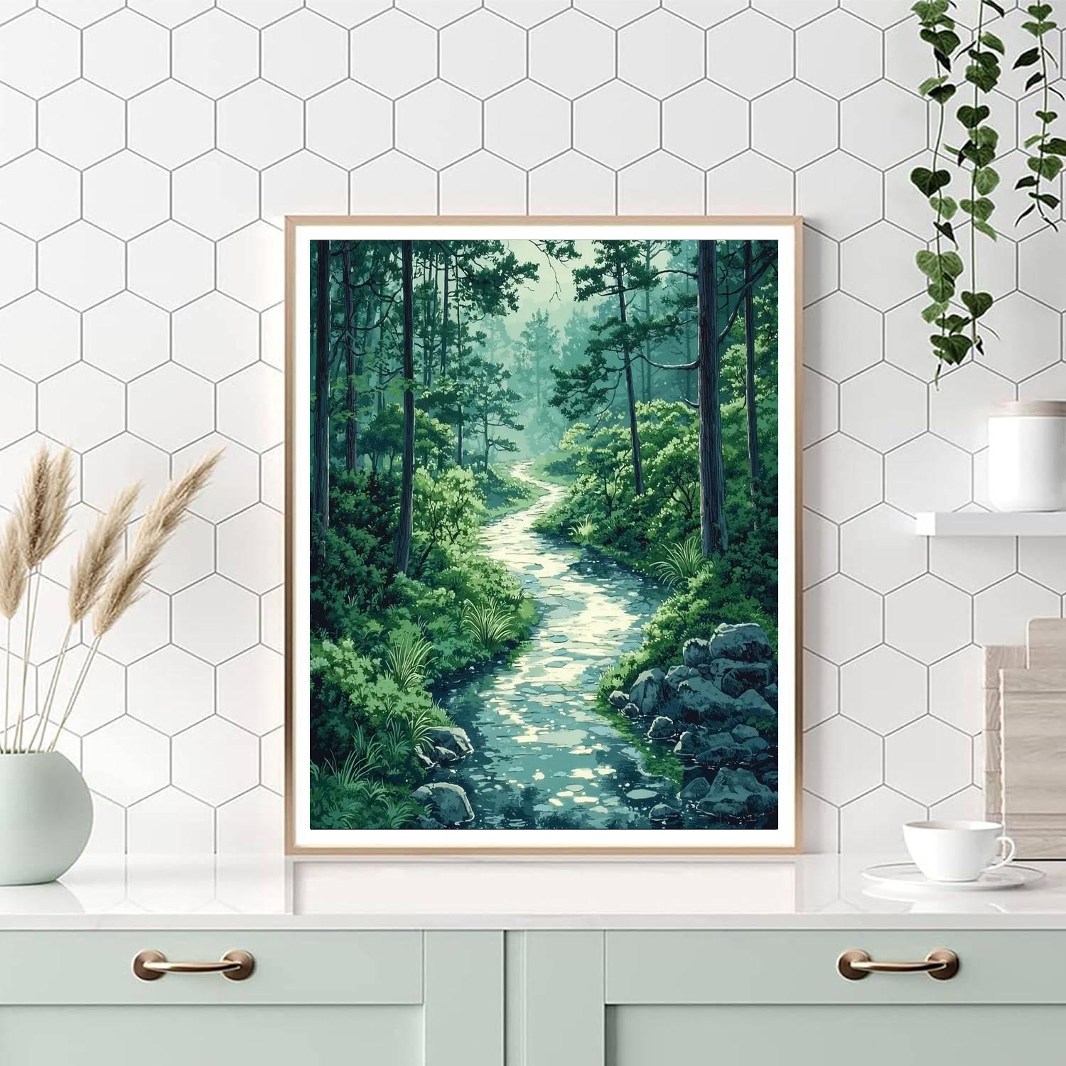 Utagawa Hiroshige Inspired Pathway To Serenity  Number Painting