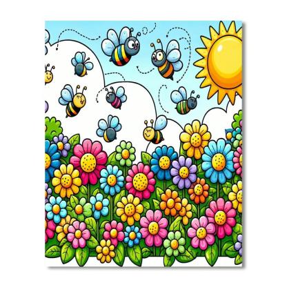 Happy Flower Garden Paint By Number