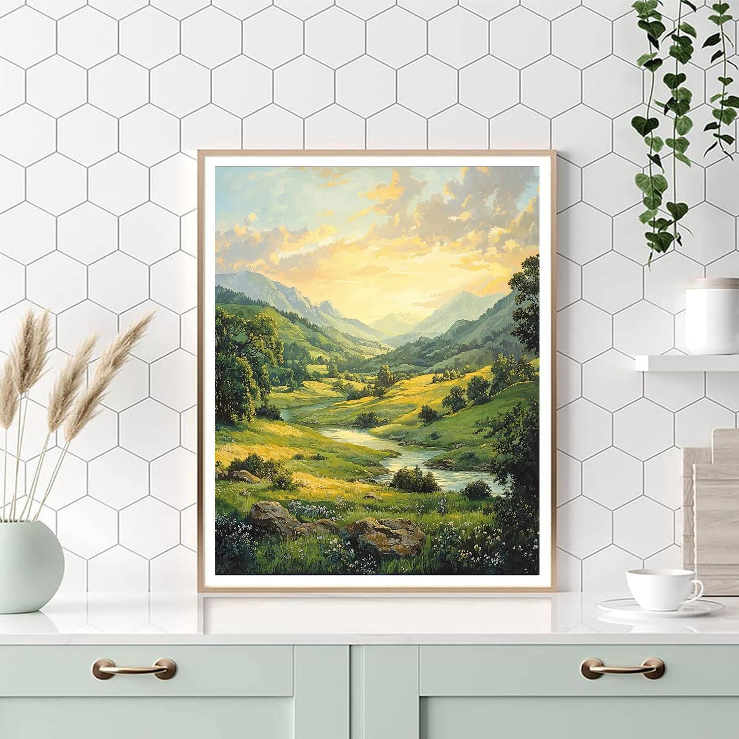 Caspar David Friedrich Inspired Tranquil Valley  Paint By Numbers
