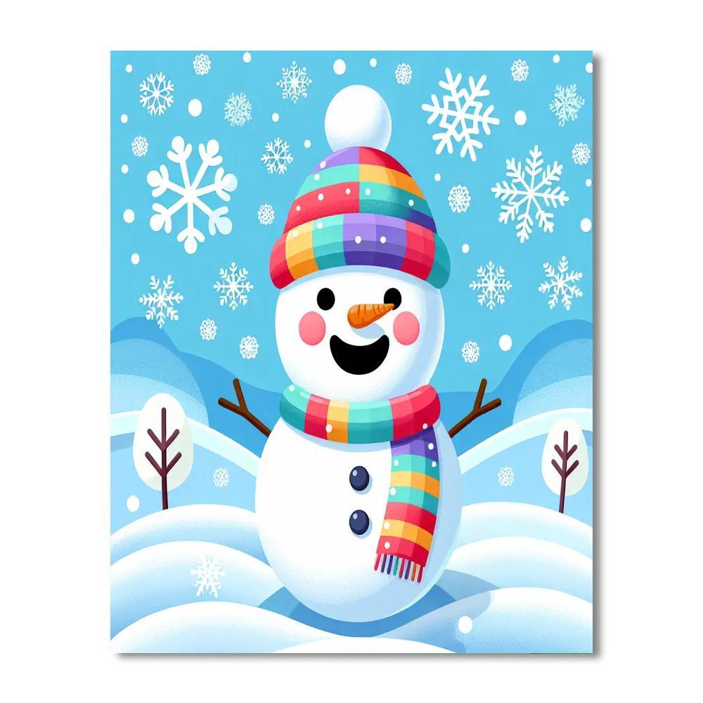 Joyful Snowman Buddy DIY Paint By Numbers