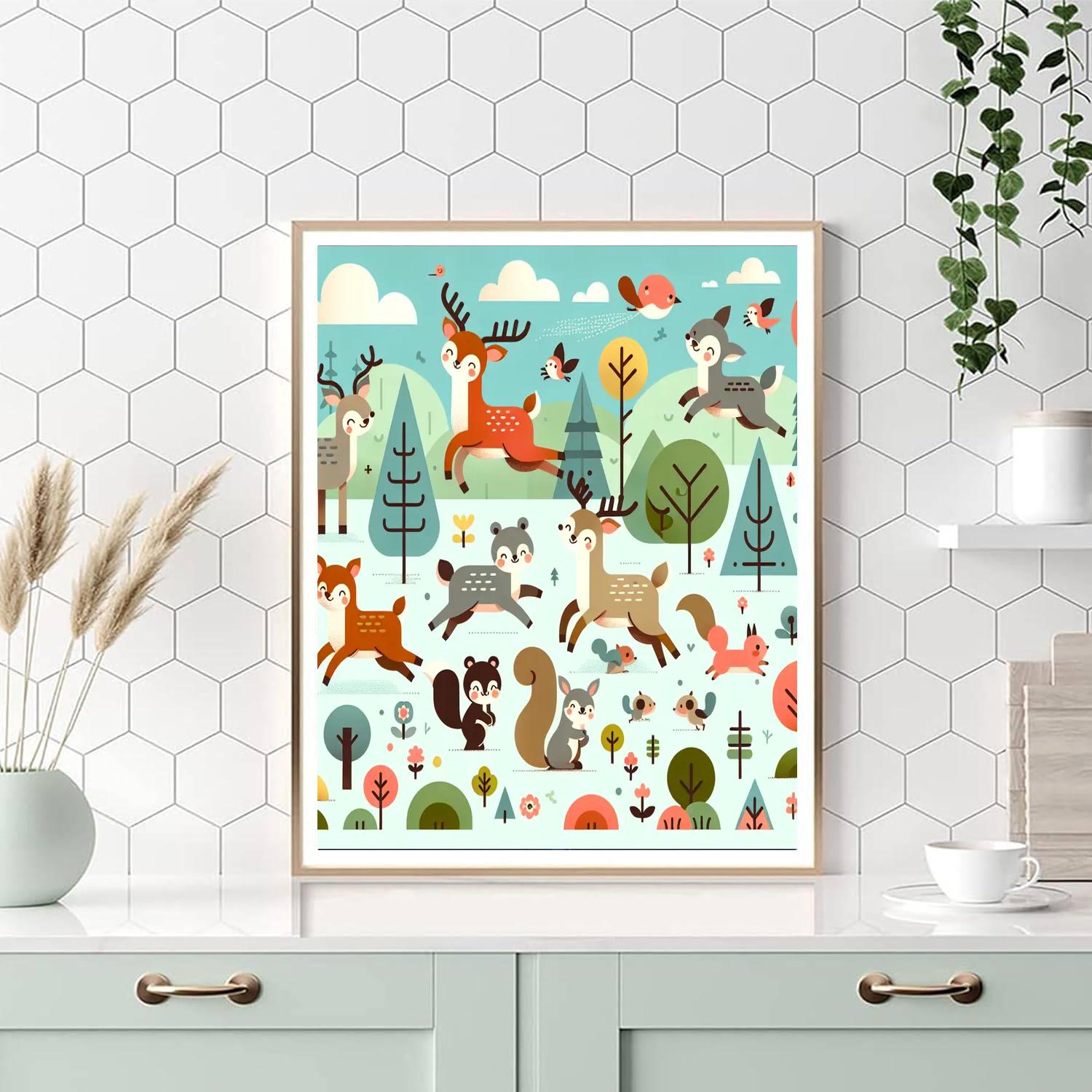 Woodland Creatures Parade Paint By Numbers Art
