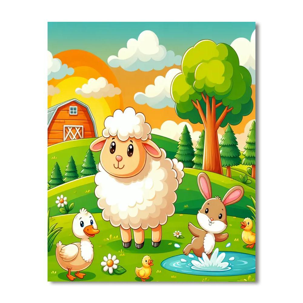 Cuddly Critters Farm Painting Number Kit